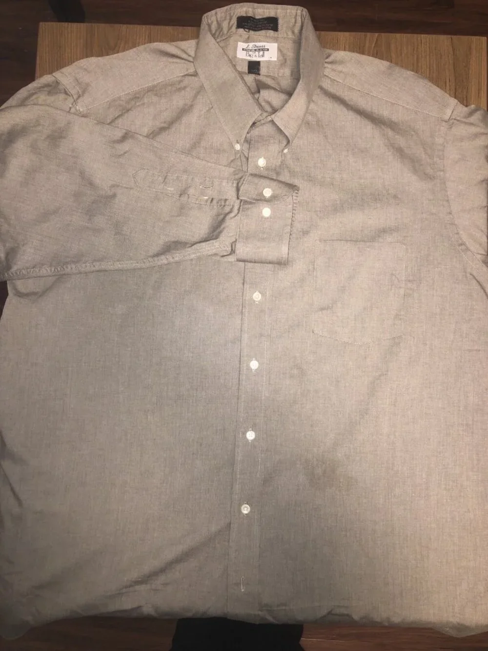 L. Strauss Levi’s Men's 18.5 34/35 BIG Long Sleeve Button Up Shirt Gray Brown